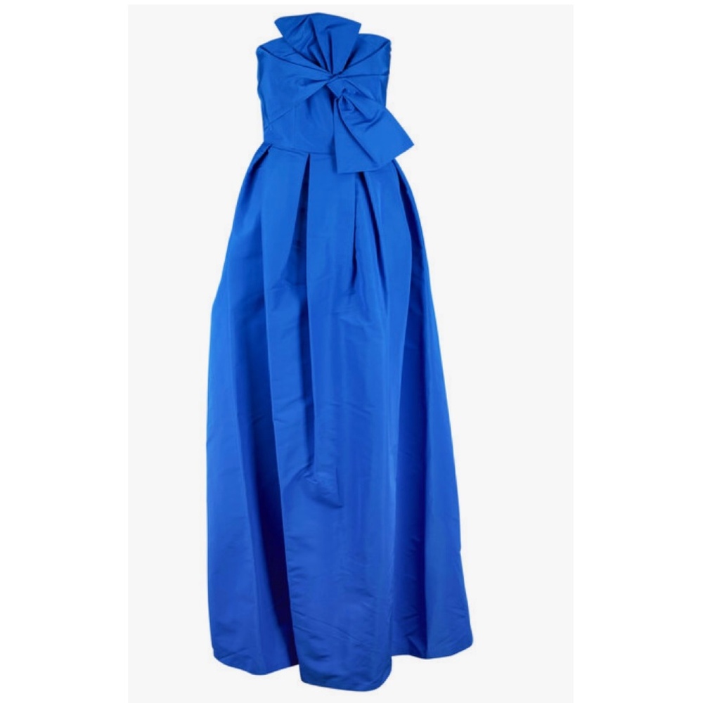 SACHIN & BABI Leora Strapless Bow-embellished Silk-faille Gown In Imperial Blue